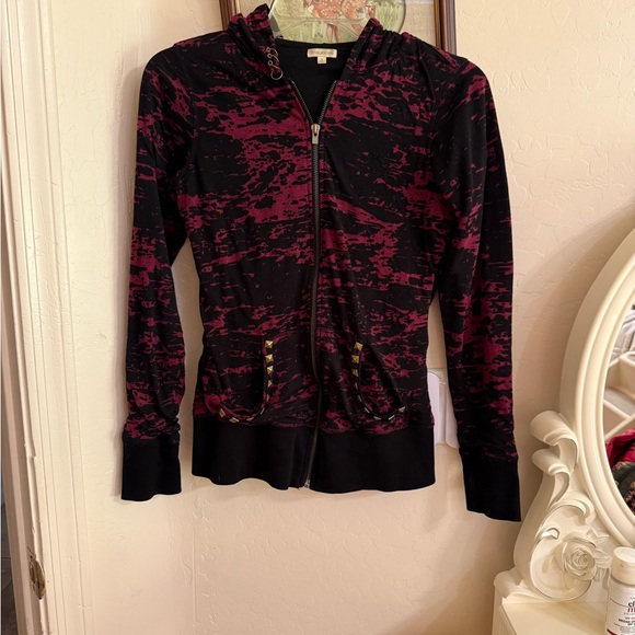 Y2K Abbey Dawn Inspired Red black Grunge hoodie with studs & piercings Handmade - Picture 9 of 9